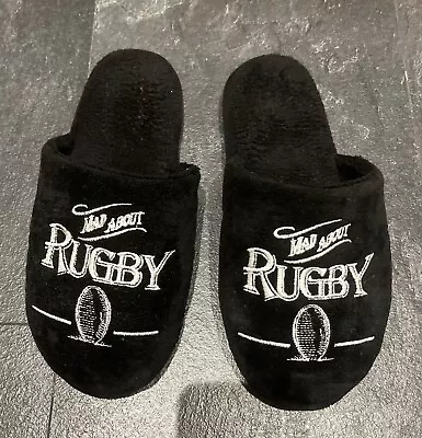 Mad About Rugby ~Men’s Home Shoes Slipper Flat House Slippers  Slip On Size 7/S • £4.90