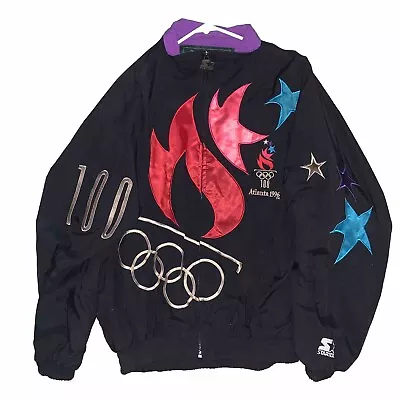 VINTAGE 1996 ATLANTA OLYMPICS STARTER JACKET Great Condition! Size Large • $110