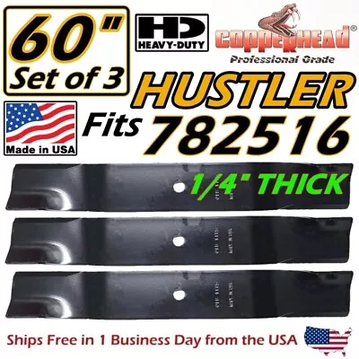 Copperhead 3-pk 60  Hd Hustler Blades - 782516 - Super Z Short Cut Fastrak -usa • $59.95