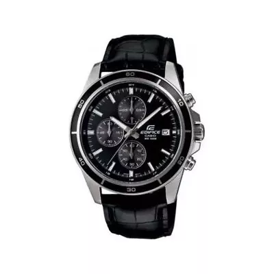 Casio Edifice Chronograph Black Dial EFR-526L-1AVU Leather Belt Men's Watch • $100.50