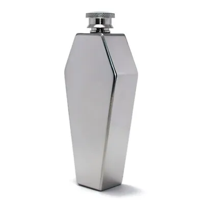 100 ML Coffin Shaped Mini Hip Flask Gothic Punk Silver Stainless Portable Flagon • £36.97