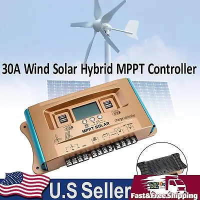 12V/24V/36V/48V/60V 30A MPPT Wind Solar Hybrid Charge Controller Panel USB • $93.79