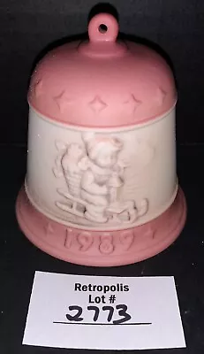 Vintage Ceramic Goebel Christmas Bell Pink White Child On Sleigh 1989 • $17.10