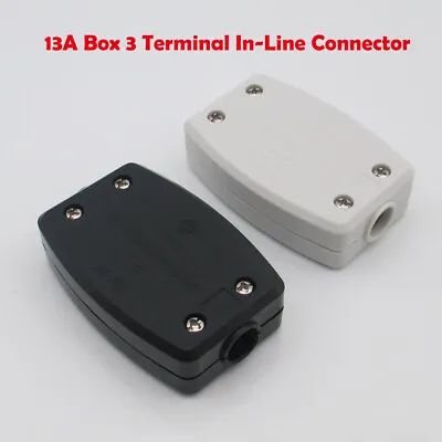 13A 3 Terminal In-Line Connector Box 240V Mains Electric Cable Flex Joiner UK • £4.49