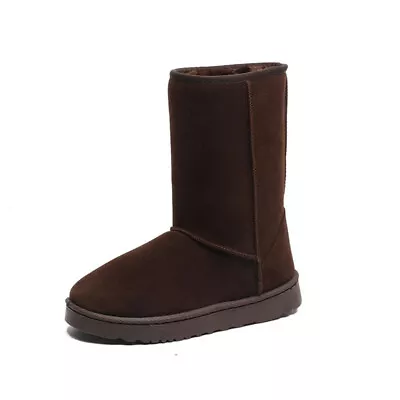 Womens Ella Ladies Mid Calf Snow Flat Boots Winter Soft Warm Faux Line Fur Size • $28.63