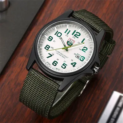 Mens Date Stainless Steel Military Sports Analog Quartz Army Wrist Watch New • $12.19