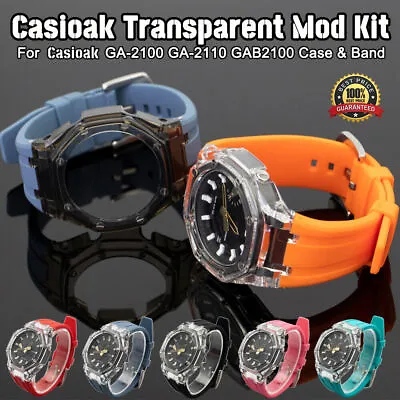 For Casioak G-Shock GA2100/2110 Transparent Case Bezel+Rubber Band Strap Mod Kit • $13.99