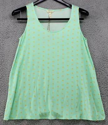 Matilda Jane Tank Top Women's M Green W/ Yellow Polka Dots Pullover Sleeveless • $11.20