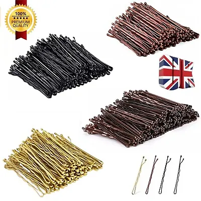 PACK OF 50 Waved Hair Grips Pins 7cm Black Blonde Brown Bun Pins Slides Kirby UK • £3.67