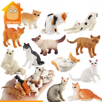 12Pcs Cat Craft Figure Miniature Mini Cat Figurines Kitty Mini Figures Toy Set • $14.99