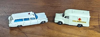 Lot Of 2 1960's Matchbox No.14 Lomax Ambulance & No.54 S&S Cadillac Ambulance • $36.97