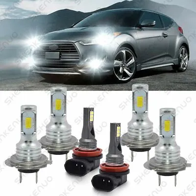 For 2012-2015 2016 2017 Hyundai Veloster -6x LED Headlight Hi/Lo+Fog Light Bulbs • $49.57