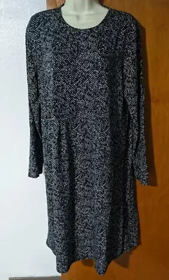 J Jill Dress Wearever Collection Large Tall Black White Knit Dress Long Sleeve • $29.99