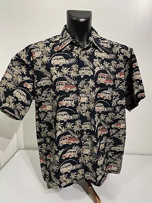 Vtg Pierre Cardin Men's Hawaiian Palm Trees Vintage Car Short Sleeve Shirt XL • $24.99