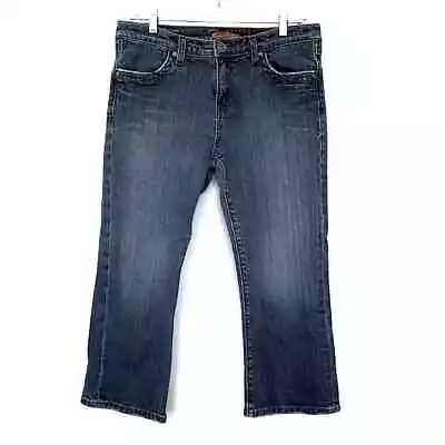 Vertigo Paris Cropped Jeans Sz 10 Women's Faded Stretch Button Flap Pockets Blue • $14.99