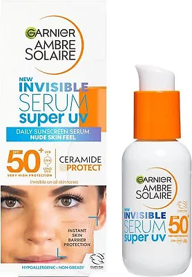 Garnier Ambre Solaire SPF 50 Super UV Invisible Serum Moisturiser For Face High  • £12.51