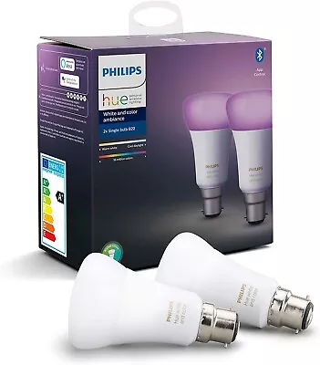 $129 • Buy Philips Hue White And Colour Ambiance Smart Bulb Twin Pack LED