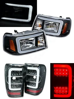 Combo Black 1pc Headlights And Taillights W/ LED C-Bar For 2001-2011 Ford Ranger • $349.99