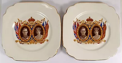 2 RARE Vtg 1937 King George VI & Queen Elizabeth Coronation Collector Plate PAIR • $35