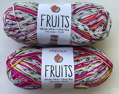 Premier Yarns Fruit Dragon Fruit Lot Of 2 Sock Yarn Self Striping 50g 235 Yards • $8.99