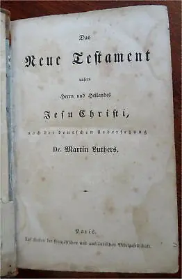 New Testament Martin Luther German Translation C. 1820's Paris Leather Book • $60