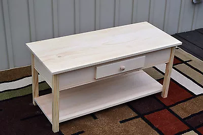 Unfinished Coffee Table Shaker Square Edge W/Shelf Pine Table • $220