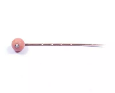 Tie Pin Cravat Stick Pin Coral Diamond 9 Carat Rose Gold  • £104.24