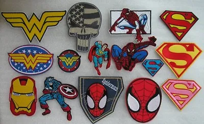 Super Heroes TV Movies DC Marvel Character Novelty Iron-on Patch Selection • £1.95