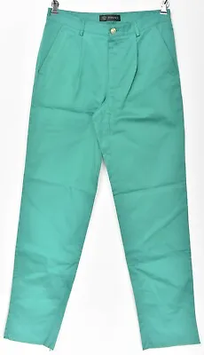 NWT VERSACE Black Label Solid Green Cotton Slim Fit Dress Pants 32 (EU 48) • $49.99