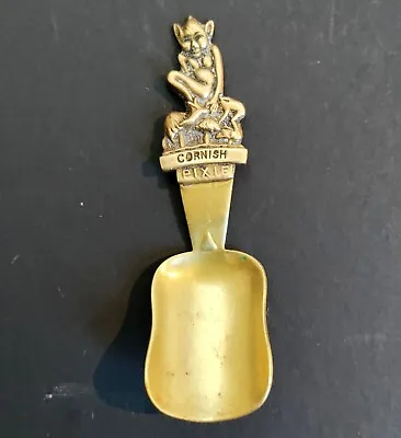 Vintage Brass 4  Cornish Pixie Spoon Tea Caddy Spoon - Sugar Or Tea Scoop • $22.76