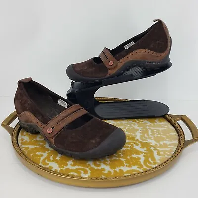 Merrell Plaza Bandeau Espresso Womens Shoes Brown Suede Mary Jane Size 6.5 • $17.49