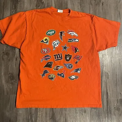 Retro NFL T Shirt XXL 2XL Orange Y2K Logos Seahawks Dolphins Falcons Jets Eagles • $9.99