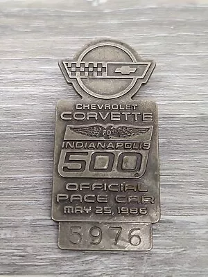 Indy 500 Silver Pit Badge 1986 #5976 Chevy Corvette Pace Car • $39.99