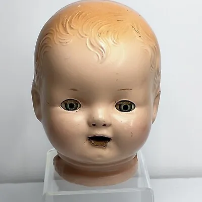 VTG Creepy Composition Doll Head Eyes Open Close 5” Damage Parts Baby Hendren • $24.99