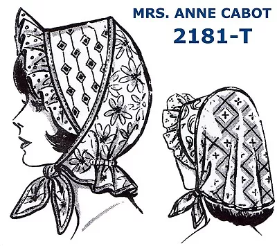 Mail Order Cabots #2181 Bonnet Hats Sewing Pattern Chemo Alopecia 1 Size 1950's • $3.99