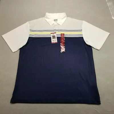 Callaway Golf Polo Shirt Men XL Blue White Striped Performance Wicking New • $22.45