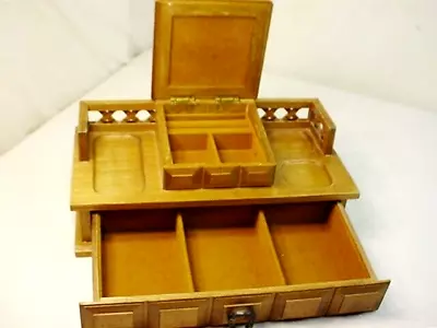 Vtg Men's Wood Dresser Valet Jewelry Box Drawer Change Cufflinks Royal Sealey • $49.99