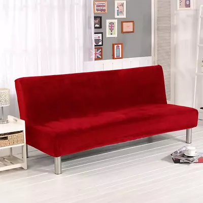 Thick Plush Futon Cover Stretch Armless Sofa Bed Slipcover Soft Couch Sofa Cover • $37.88