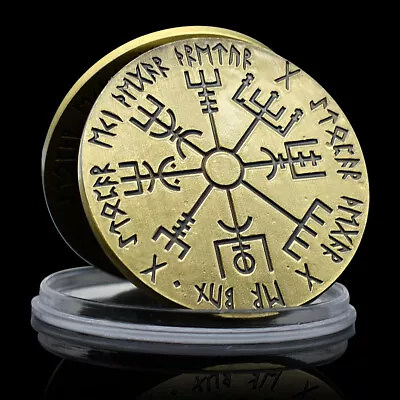 Viking Compass Bronze Coin Lucky Medal Guided Right Way Challenge Coin Souvenir • $3.81