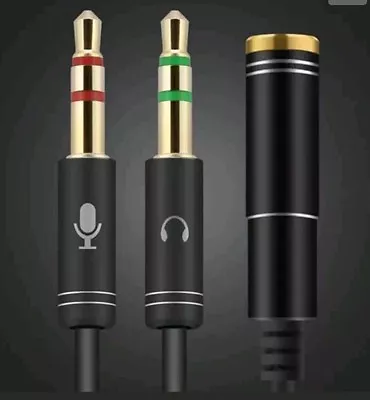 £3.35 • Buy 3.5mm Y Splitter 2 Jack Male To 1 Female Headphone Mic Audio Adapter Cable Black