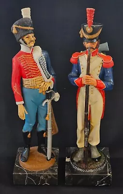 Two Vintage Italian Resin Figures Of Soldiers On Mable Plinths Hand Painted • £45