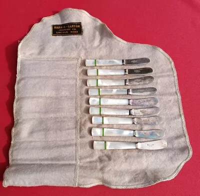 EPNS Sheffield England Set Of 9 Silver Plated Mother Of Pearl Butter Knives. Ice • $48.50