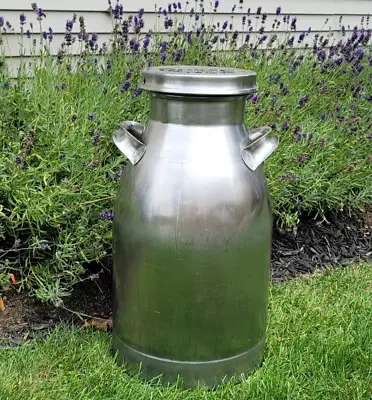 Vintage Firestone Steel Products Stainless 10 Gallon Dairy Milk Can With Lid • $239