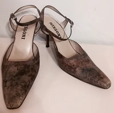 £58.26 • Buy Missoni Slingbacks Sandal Ankle Strap Heel 3'' Shoes Brown Leather Sz 36