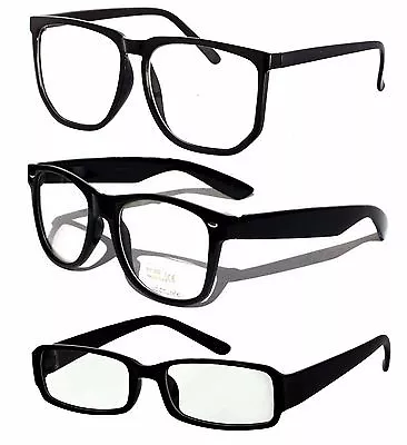 Geek Clear Lens Glasses Square Styles Fancy Dress Party Costume Vintage • £5.95