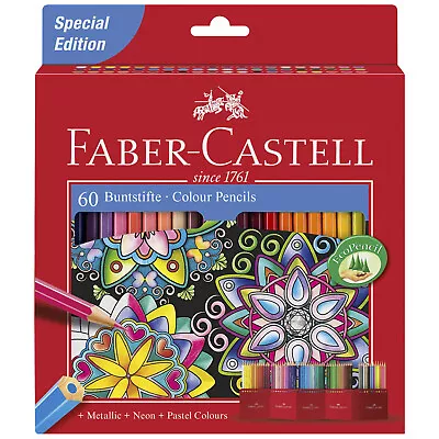 Faber-Castell 60 Colouring Pencils Set Metallic Neon Pastel • £9.99