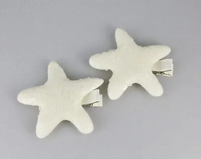 2 Cream Starfish Barrettes Hair Clip Sea Star Mermaid Barrette Hair 2 5/8  • $5.21