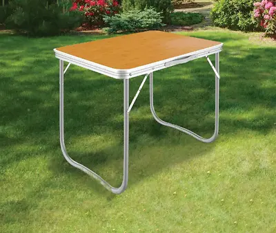 £18.95 • Buy 2.3ft Folding Portable Camping Table, Wooden Mdf,outdoor Dining Bbq Picnic Party