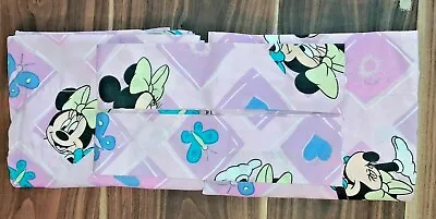 $26.99 • Buy Vintage Disney Minnie Mouse 2 Curtains 2 Tie Backs Hearts & Butterflies Pink