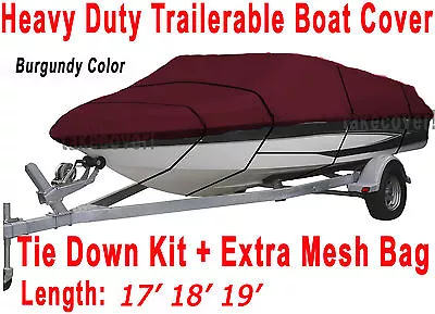 $115.89 • Buy Bass Tracker V-nose Trailerable Boat Cover Burgundy Color Y4